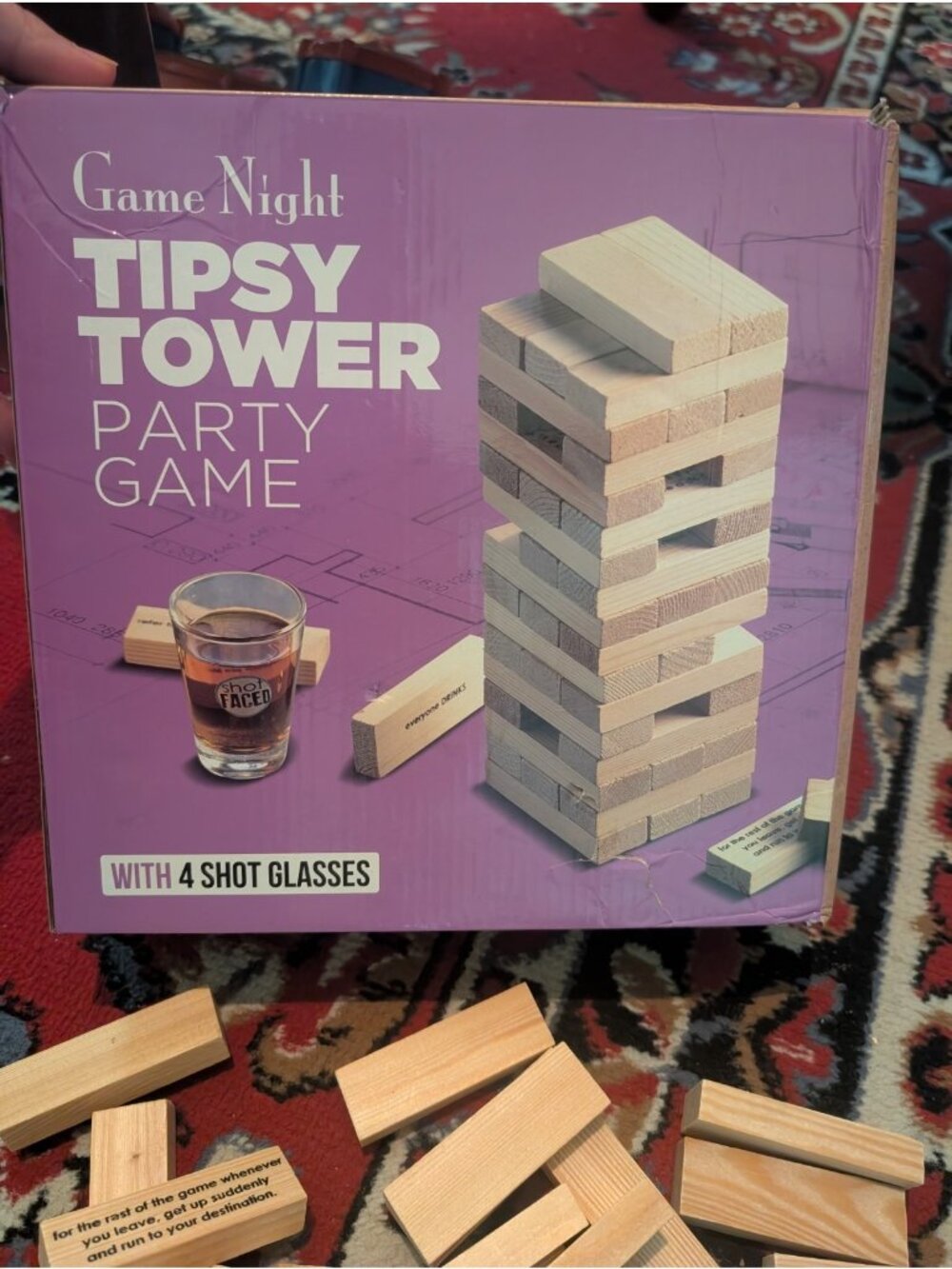 Game Night - Tipsy Tower Party Game With 4 shot Glasses -113